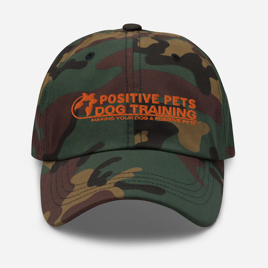 Positive Pets Dog Training Camo & Orange Dad hat