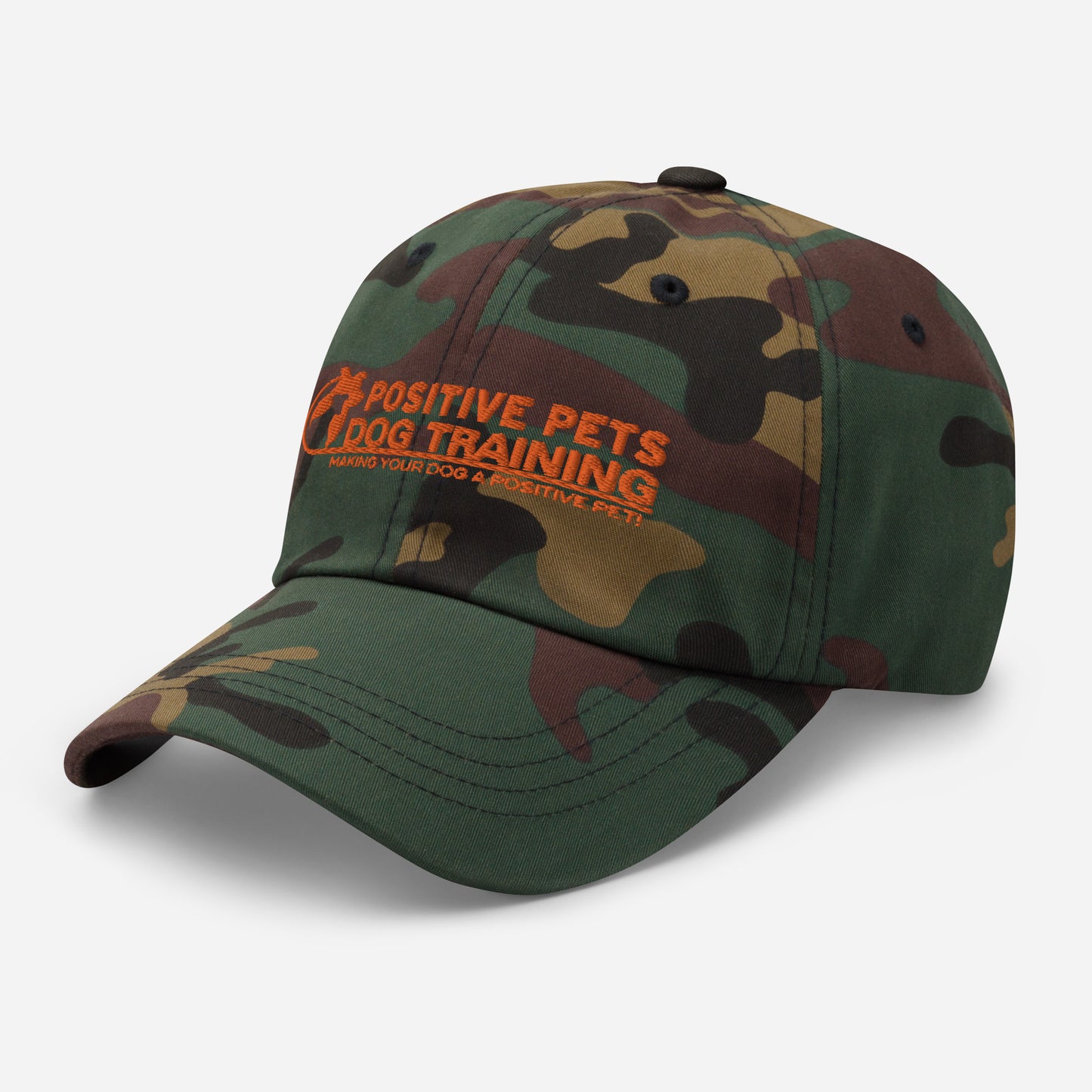 Positive Pets Dog Training Camo & Orange Dad hat