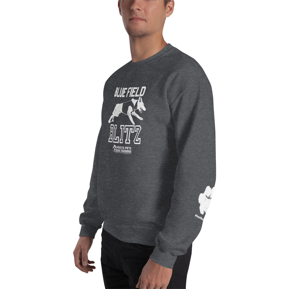 Blue Field Blitz Unisex Sweatshirt - White Graphic