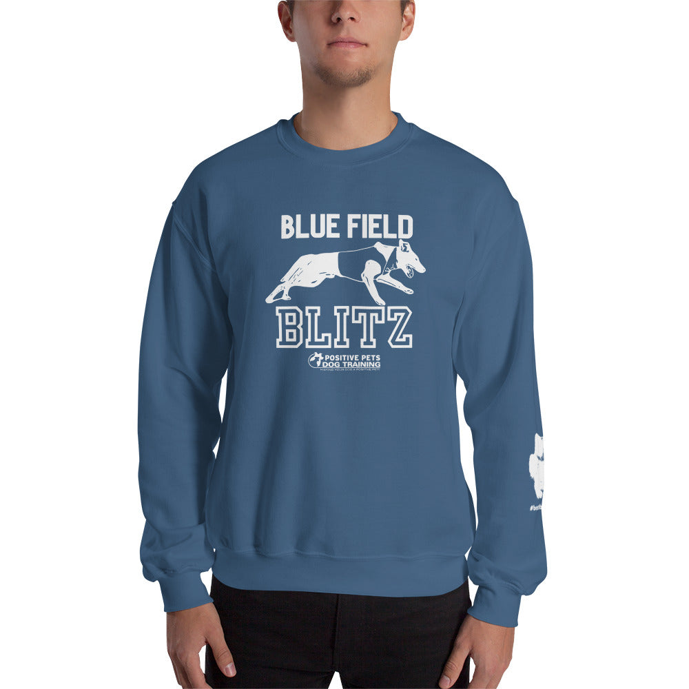 Blue Field Blitz Unisex Sweatshirt - White Graphic