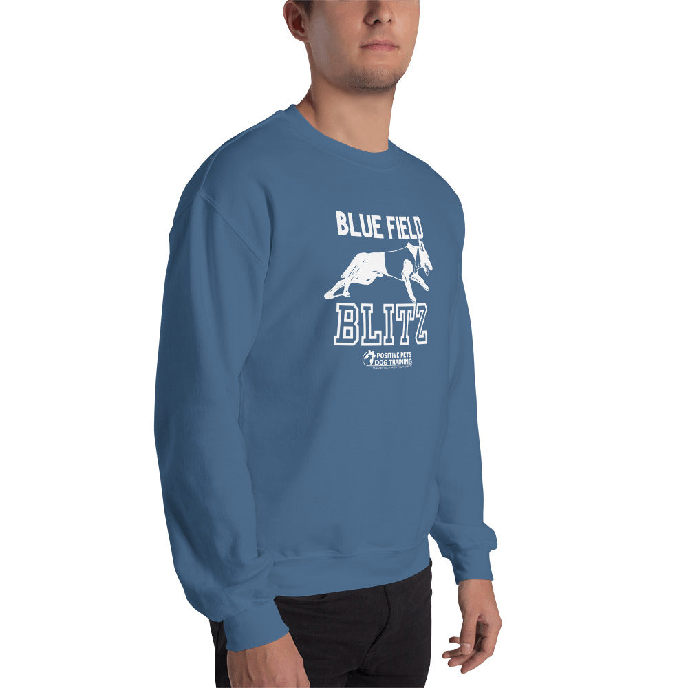 Blue Field Blitz Unisex Sweatshirt - White Graphic