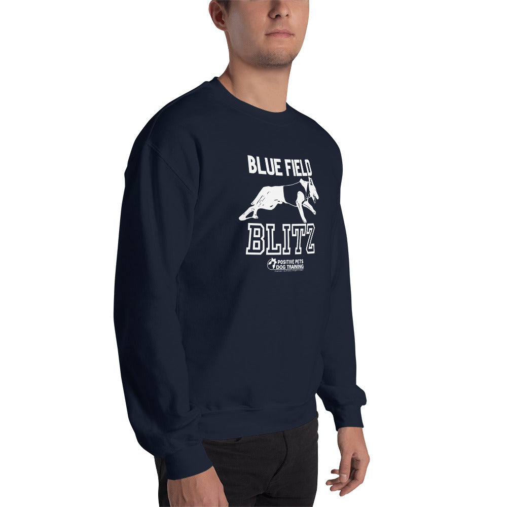 Blue Field Blitz Unisex Sweatshirt - White Graphic