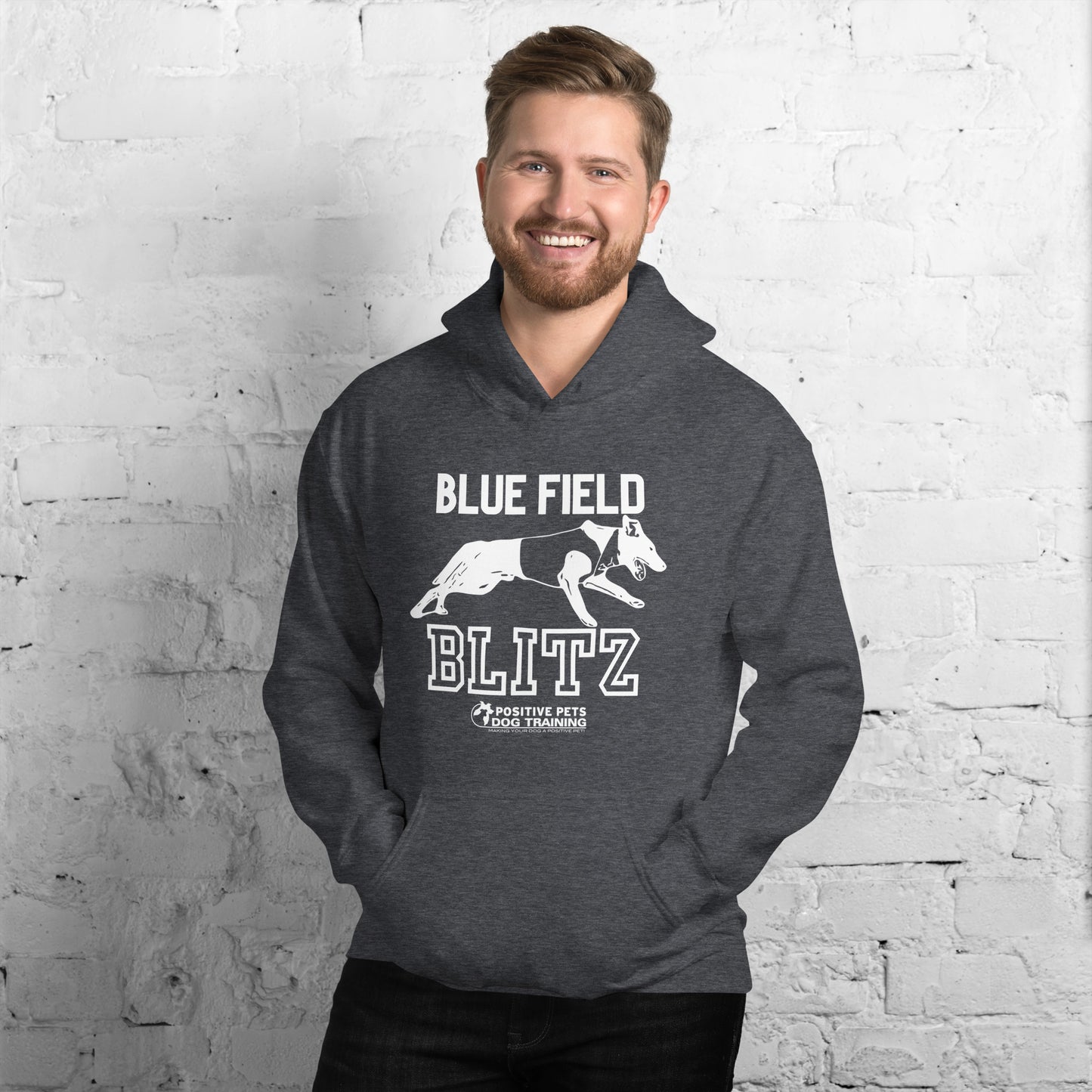 Blue Field Blitz Unisex Hoodie - White Graphic