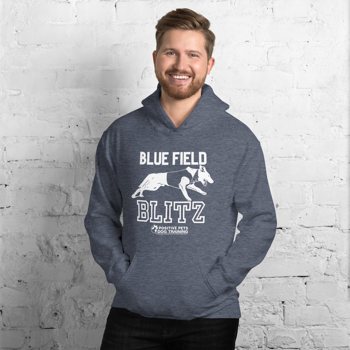 Blue Field Blitz Unisex Hoodie - White Graphic