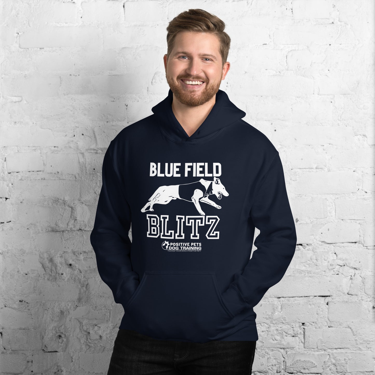 Blue Field Blitz Unisex Hoodie - White Graphic