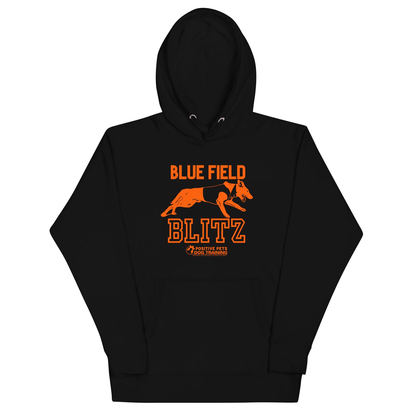 Blue Field Blitz Unisex Hoodie - Orange Graphic