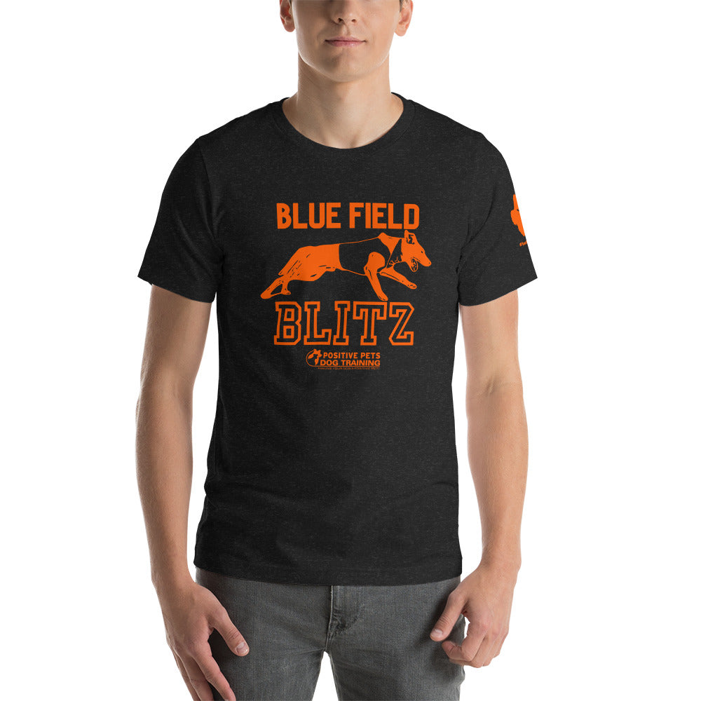 Blue Field Blitz Unisex t-shirt - Orange Graphic