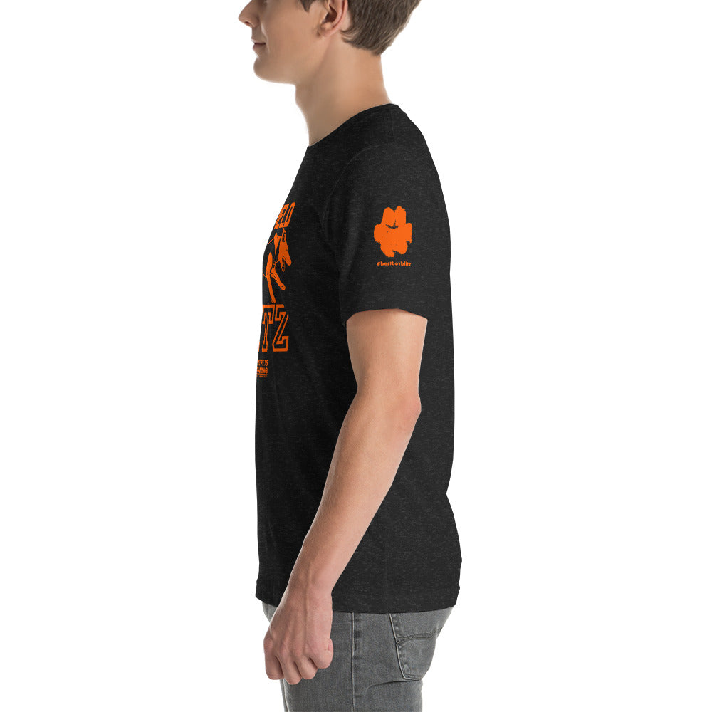 Blue Field Blitz Unisex t-shirt - Orange Graphic