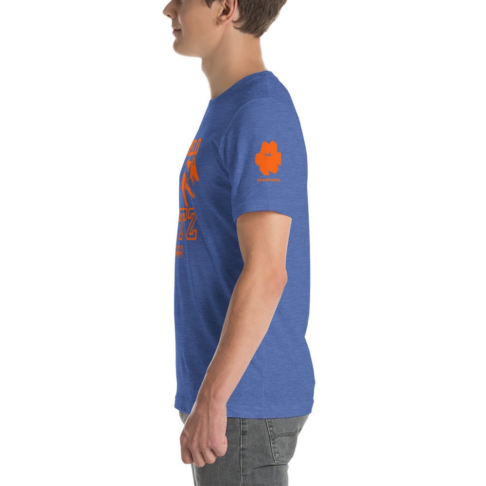 Blue Field Blitz Unisex t-shirt - Orange Graphic