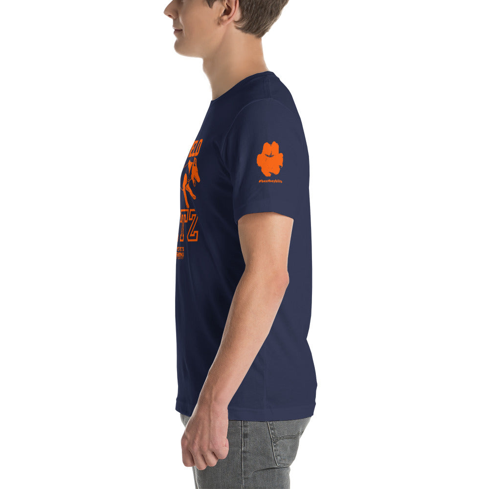 Blue Field Blitz Unisex t-shirt - Orange Graphic