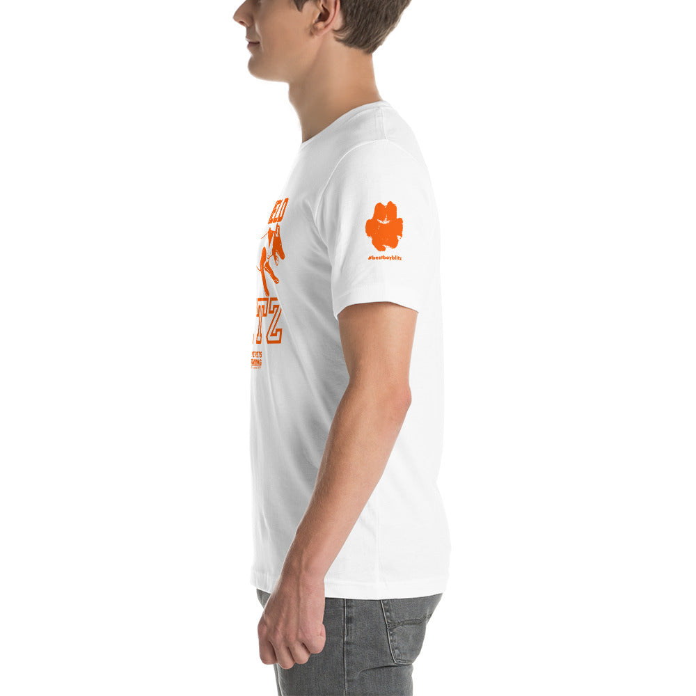 Blue Field Blitz Unisex t-shirt - Orange Graphic